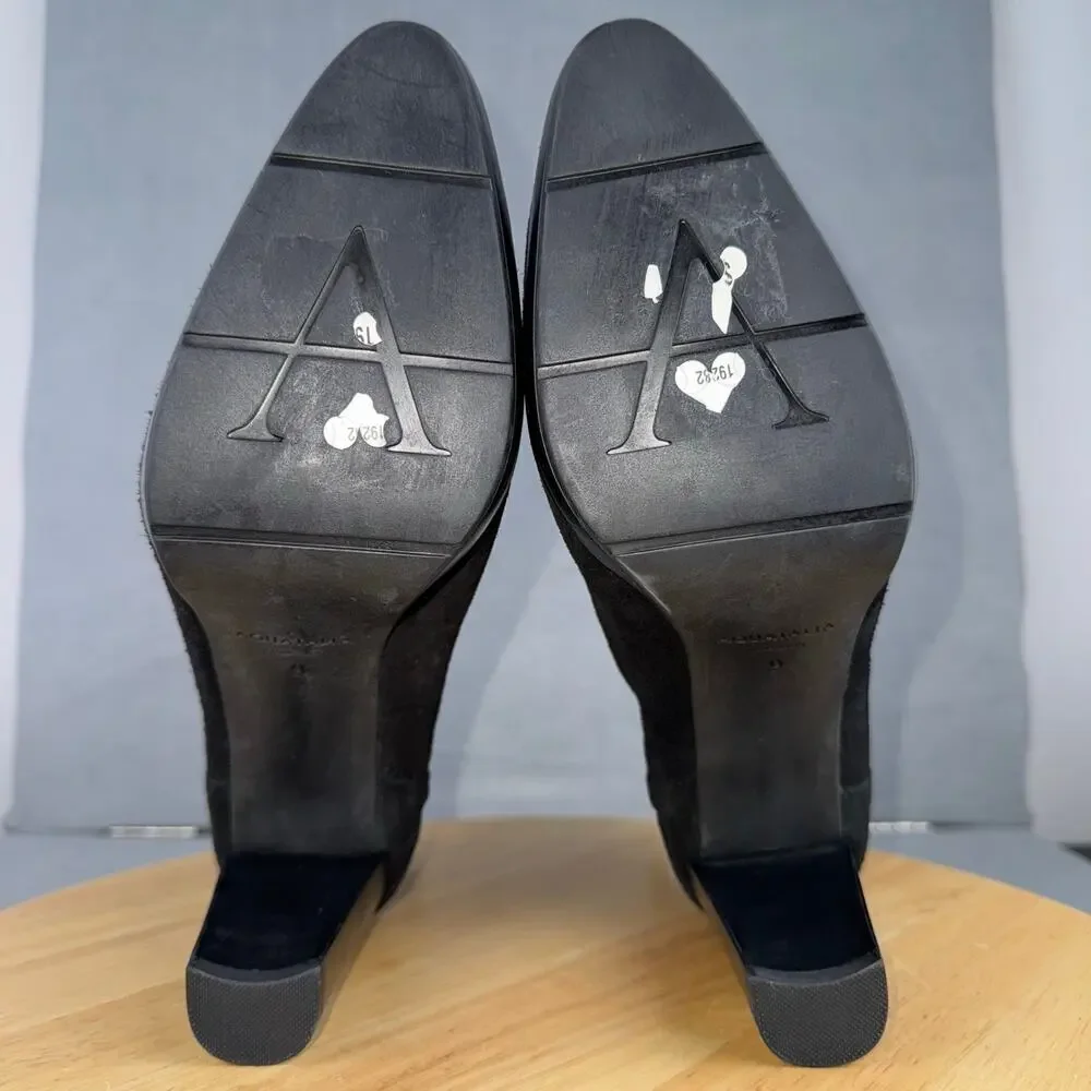 Aquatalia Regan Black Suede Platform Bootie Almond Toe‎ Zip Up Women’s Size 9 US
